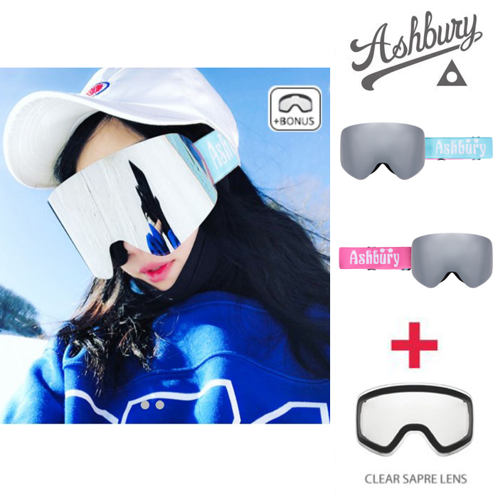 Send lenses]ASHBURY Korean ski goggles men's and women's display version of the large lens face small black pants 2