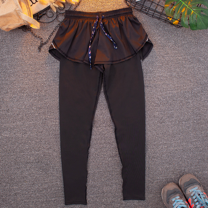 103 Fake two pieces of wearing sports pants female fall and winter running speed dry trousers strength yoga fitness pants