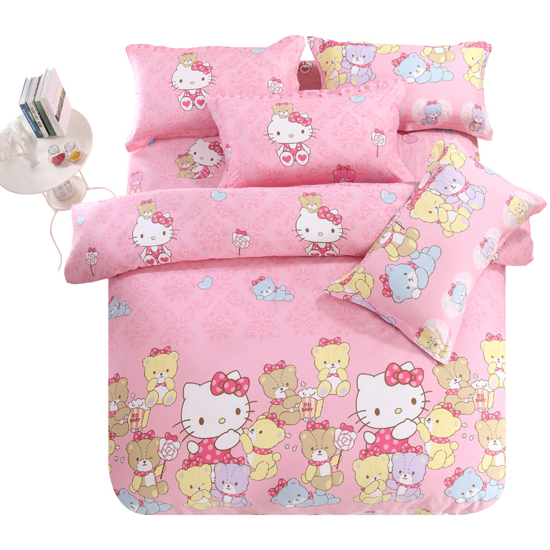 Ai Jia Meng home textile cotton cartoon printing three-piece bed set Cotton bed bag single bed supplies