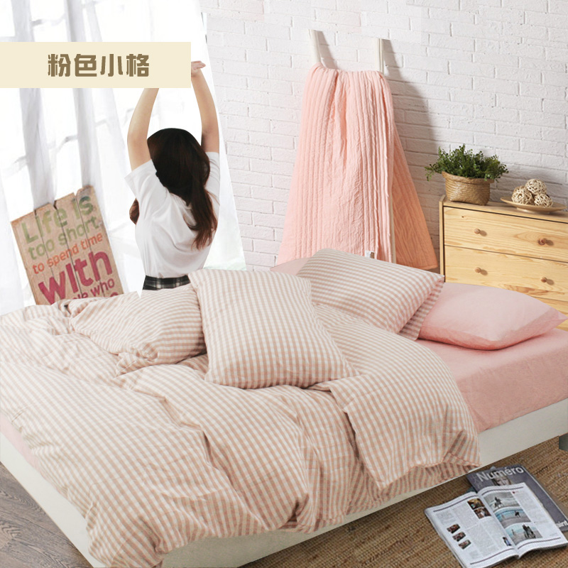 Aijia nhà dệt bông quilt cover rửa quilt cover mảnh duy nhất có thể được tùy chỉnh để đặt hàng màu rắn sợi nhuộm kẻ sọc unprinted cotton