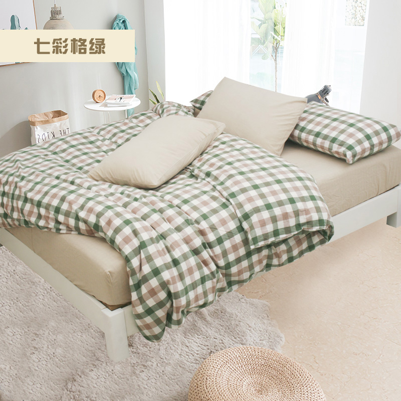 Aijia nhà dệt bông quilt cover rửa quilt cover mảnh duy nhất có thể được tùy chỉnh để đặt hàng màu rắn sợi nhuộm kẻ sọc unprinted cotton