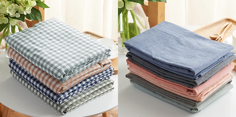 Aijia nhà dệt bông quilt cover rửa quilt cover mảnh duy nhất có thể được tùy chỉnh để đặt hàng màu rắn sợi nhuộm kẻ sọc unprinted cotton