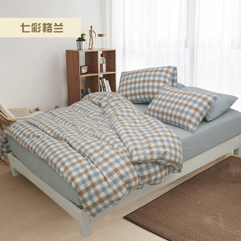 Aijia nhà dệt bông quilt cover rửa quilt cover mảnh duy nhất có thể được tùy chỉnh để đặt hàng màu rắn sợi nhuộm kẻ sọc unprinted cotton