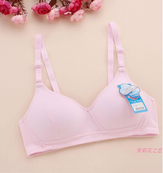Mùa hè rắn màu cotton cô gái áo ngực không có vành thời kỳ phát triển học sinh trung học thể thao đồ lót kích thước lớn mỏng mẫu cốc ao lót cho con bú