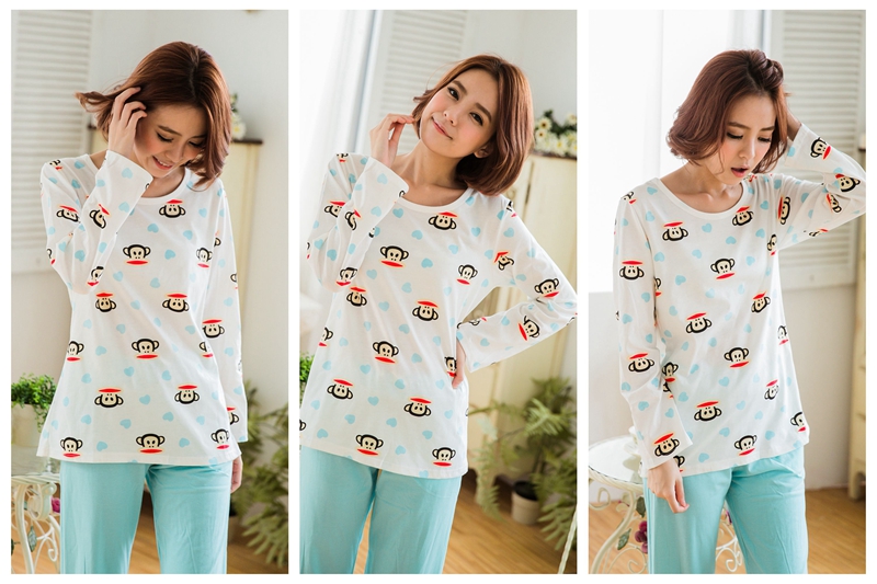 [Đặc biệt hàng ngày] Bộ đồ ngủ nữ mùa thu dài tay cotton nữ sinh viên phần ngọt ngào giản dị có thể mặc quần áo bên ngoài - Bên ngoài ăn mặc đồ bộ pijama