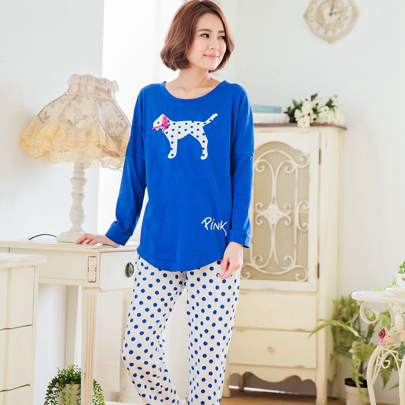 [Đặc biệt hàng ngày] Bộ đồ ngủ nữ mùa thu dài tay cotton nữ sinh viên phần ngọt ngào giản dị có thể mặc quần áo bên ngoài - Bên ngoài ăn mặc đồ bộ pijama