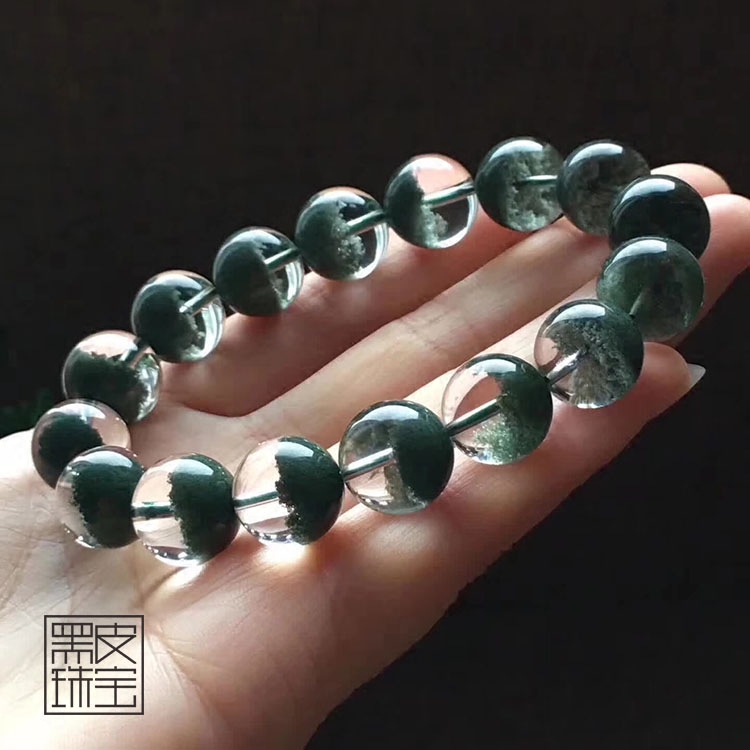 Brazilian Natural Crystal Green Phantom Treasure Bowl Bracelet Green Single Multi Three 3-Circle 108 Bead Energy Wood Bracelet