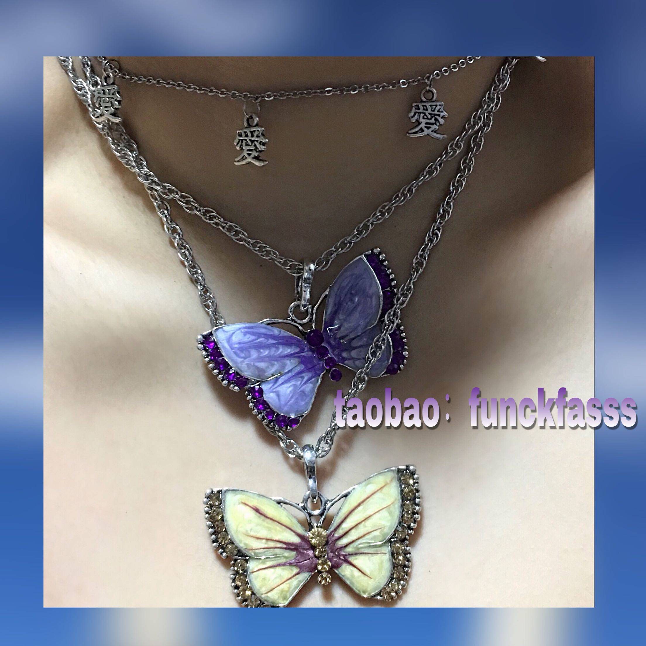 Small soft under the neck-exquisite butterfly vintage necklace five colors into