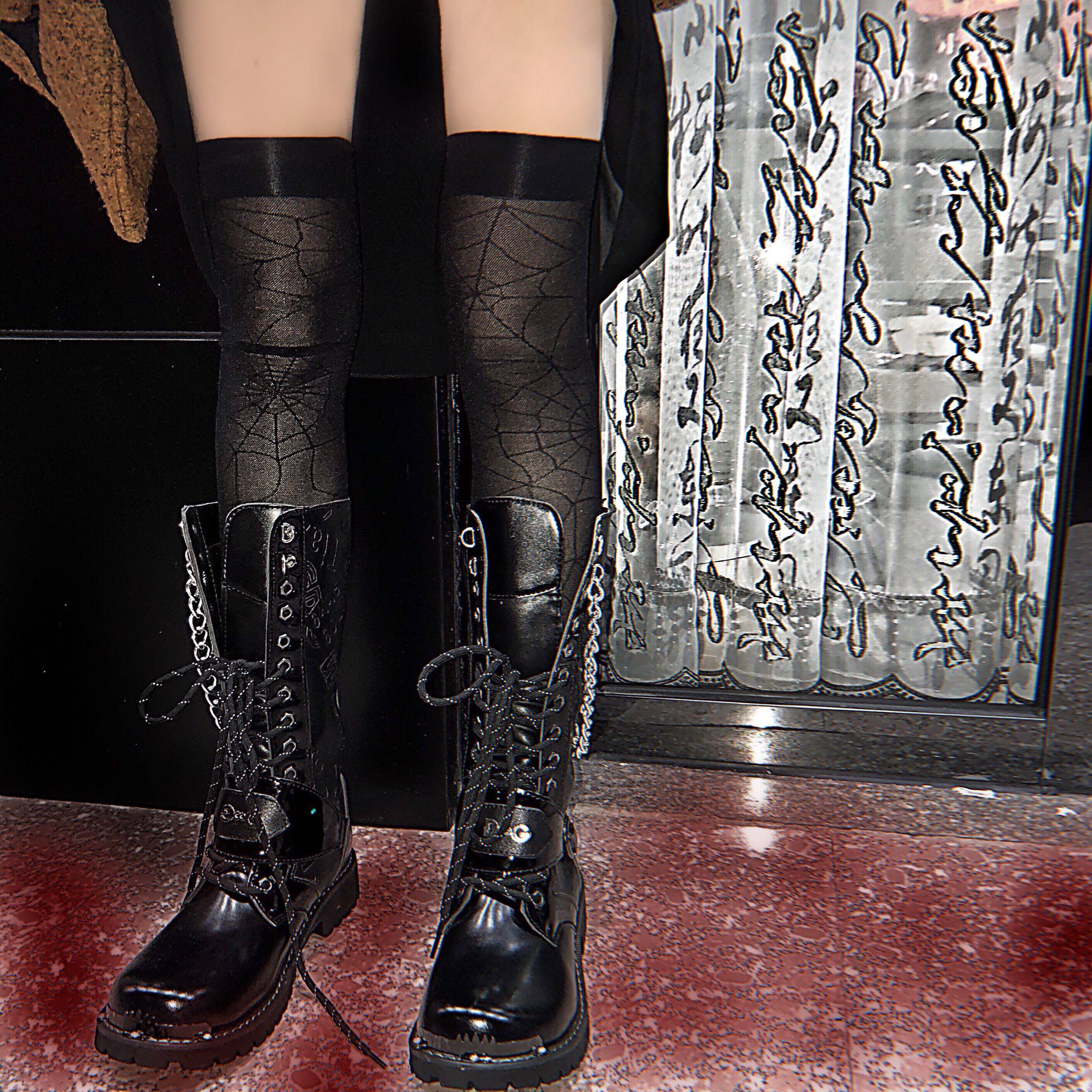 Crazy Girl-Spider Web Over Knee-length Socks-The Eyed Pen