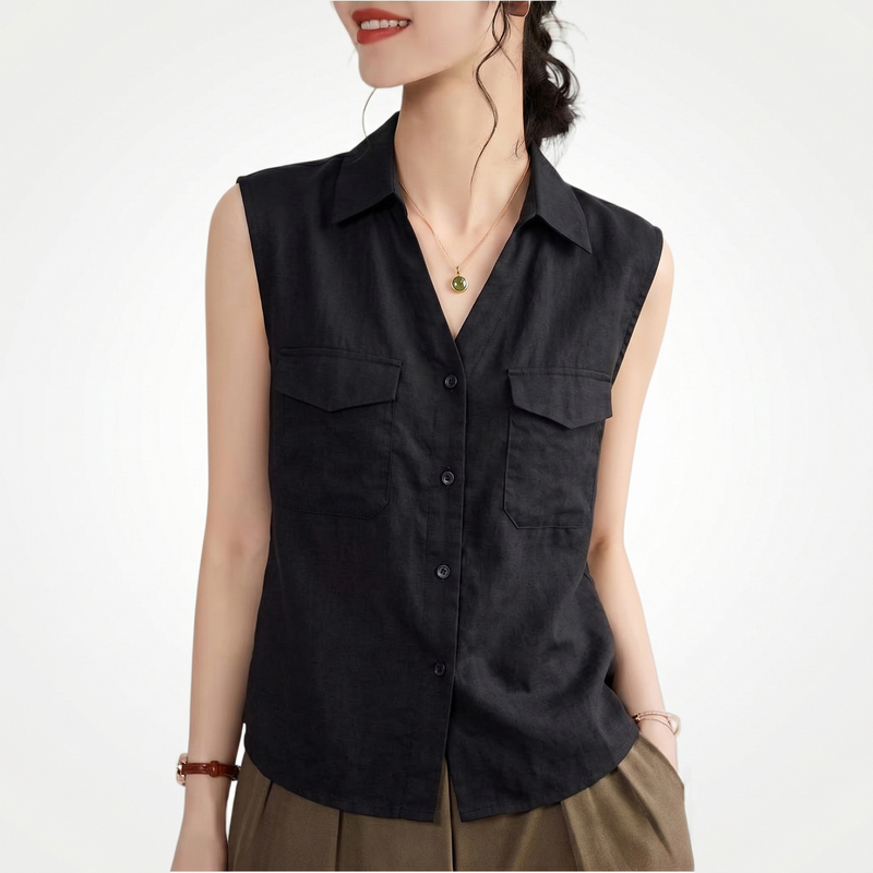 Black V Neck Sleeveless Shirt for Women 2026 Summer New Style Fashionable High-End Slimming and Age-Reducing Work Clothing Casual Top Black V Neck Sleeveless Shirt for Women 2026 Summer New Style Fashionable High-End Slimming and Age-Reducing Work Clothing Casual Top