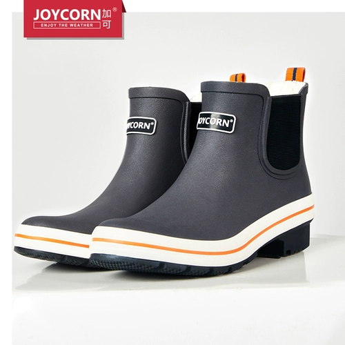 Joycorn Plus Rain Boared Men's Water Shoes and Rain Boots Fashion Водонепроницаемые обувь Низкая короткая трубка резиновая обувь анти -слабые водяные ботинки