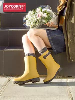 joycorn plus rain shoes in the tube fashion outside wearing water shoes women non-slip rubber shoes waterproof adult rain boots summer