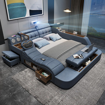Wash-free technology cloth bed massage tatami cloth bed master bedroom projector big bed modern simple multifunctional wedding bed