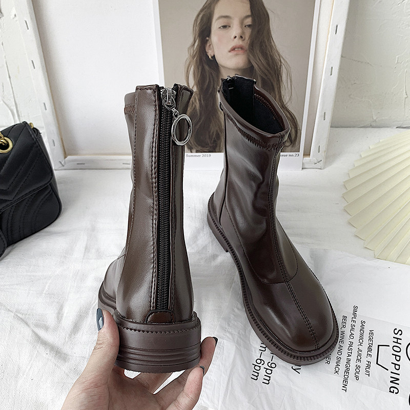 Brown Martin boots women's heightening boots 2021 new British style summer thin short tube thin feet small boots