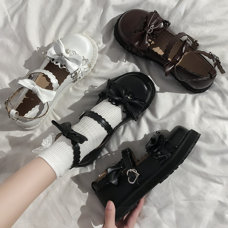 Little leather shoes female winter wind spring and autumn soft sister Japanese jk shoes Lolita black uniform Melulu lolita shoes