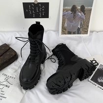 Thick-bottom Martin Boots Womens Fried Street Winter 2021 New Spring and Autumn Tube British Tide ins Skinny High Boots