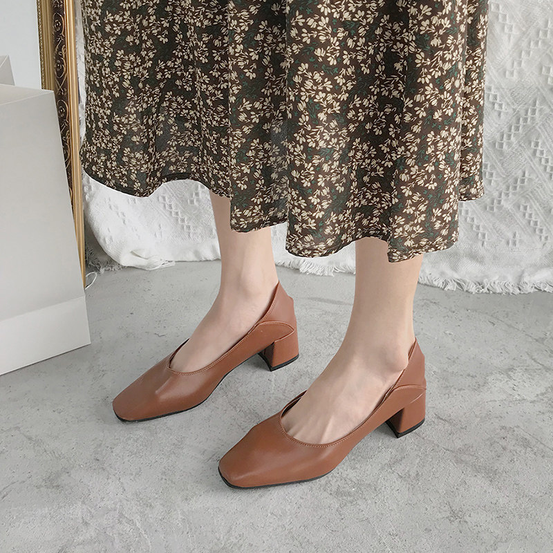 French girl high heels women's 2021 new summer all-match small fresh fairy evening wind gentle shoes thick medium heels