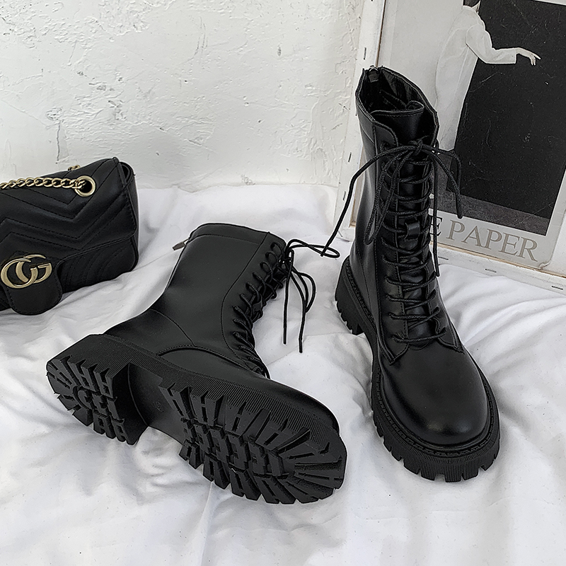 Thick bottom small crowd thickened Martin boots female summer small height 2021 Inron Spring autumn mid-cylinder boots slim and slim short boots