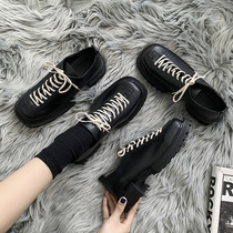 Coarse with jk small leather shoes women 2021 new spring and autumn English wind soft leather vintage winter Mary Jane thick sole shoes women
