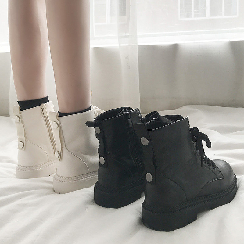 Martin boots women's spring and autumn 2021 new British style white thin and thin winter thick bottom inner heightened small short boots