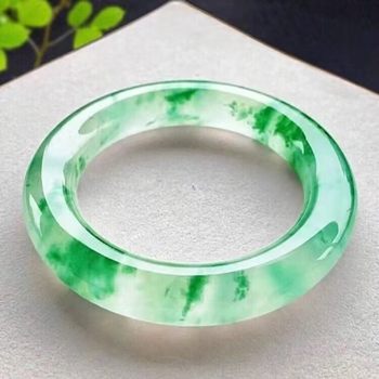 High ice round jade bracelet with floating flowers for women