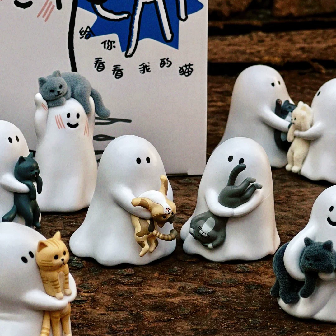 Настоящие 52TOYS маленький призрак показывает твою кошку слеп-бокс модель мини светящийся декоративный шарм подарок для женщин