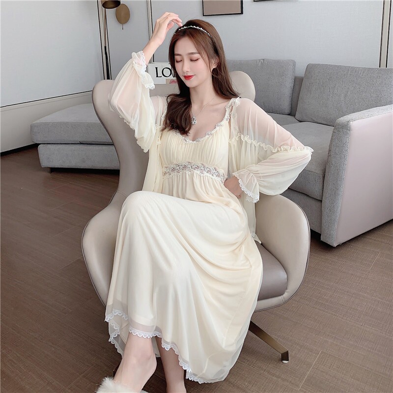 S F Elizabea French little fairy ~ flutter full Modale sleepwear woman long sleeve two sets with chest cushion
