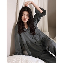 S F Elizaba light extravagant and delicate salt can be sweet ~ woven cotton pyjamas woman spring and autumn long sleeves princess wind stripe