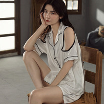 Classic always evergreen~Watch out for machine strapless S F Elizaba ice silk pajamas womens summer short-sleeved home clothes