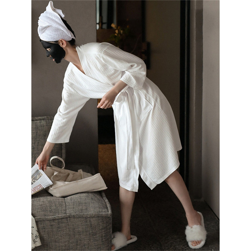 Early Autumn ~ Pure Desire Ceiling Sf Elizaba Pure Cotton Pyjamas Woman Spring Autumn Long Sleeve Sexy Pure Color Sleeping Robe