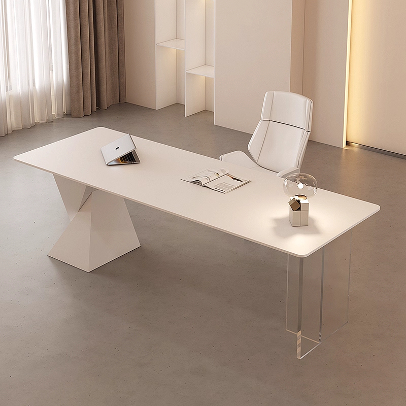 Slate Desk, Large and Long for Living Room, Home Writing Desk, Cream Style, White, Light Luxury, High-End Feel, Office Desk, Simple and Modern