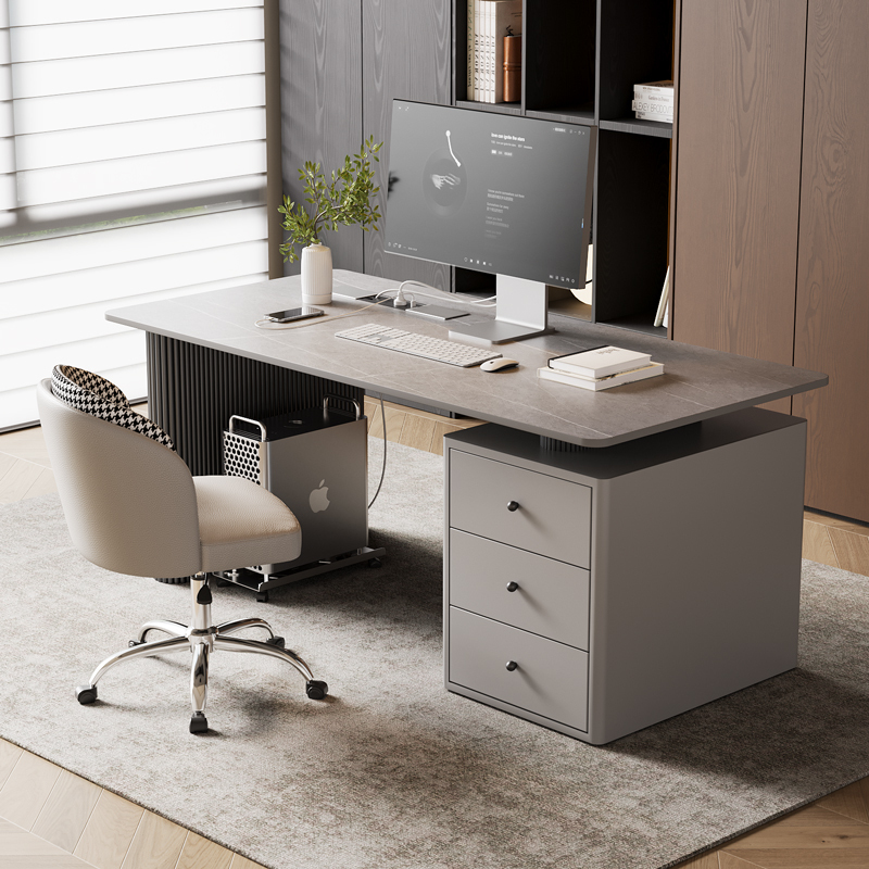 Italian Minimalist Slate Desk for Living Room, Home Use, Small Apartment, Desktop Computer Desk, Office Desk, Can Hold a Computer with a Socket