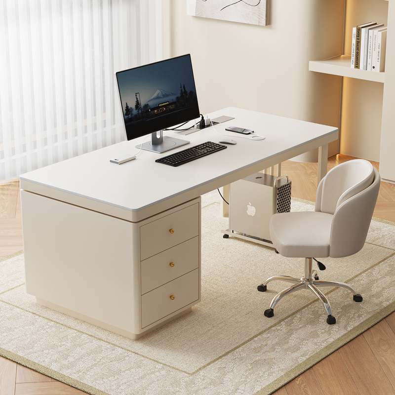 Cream-Colored Slate Desk, Living Room, Home Desktop Computer Desk, Bedroom Office Desk, Modern Simple Rectangular Table