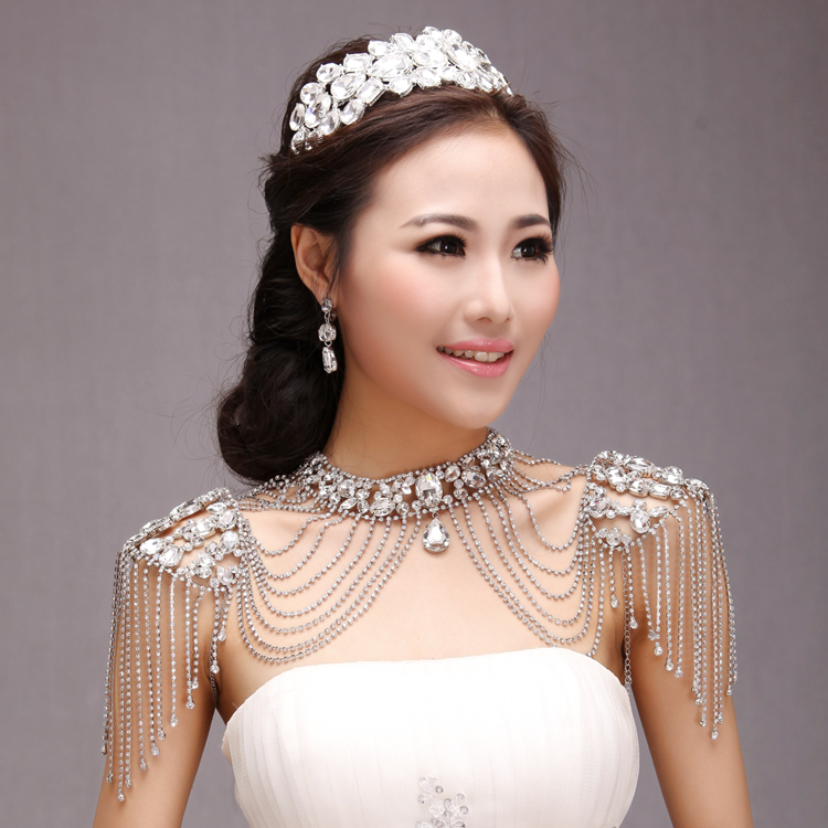 New Bridal Shoulder Necklace Body Chain Jewelry Rhinestone For wedding dress