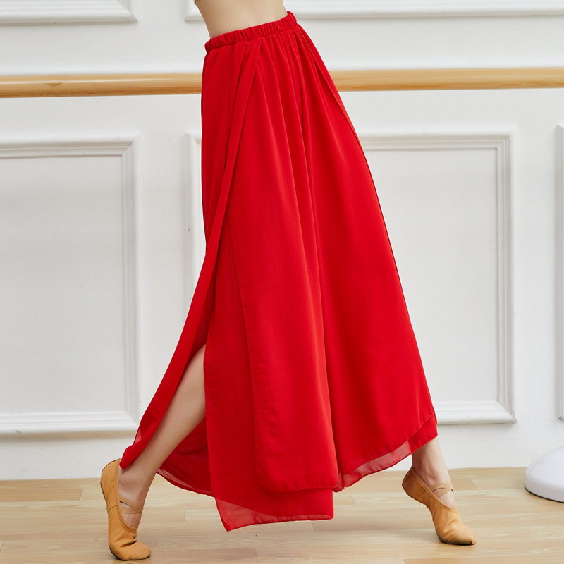 Classical Dance Big Red Double Legs Bottle Round Round Floating Chinese Dance White Performing Pants 2022