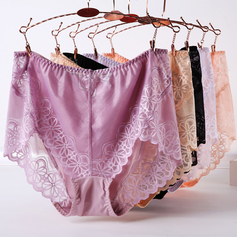 Panty women's high waist sexy modal lace mesh women's panty fat mm280 pounds plus fat plus large size