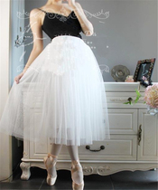 New adult white long ballet half mesh mid-length half body PUFFY TUTU dress photo performance dance suit