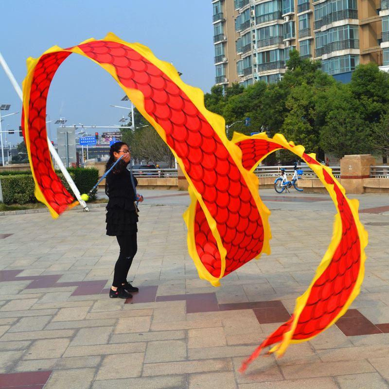 Rope Square Lightweight Fitness Dragon Single Dance Dragon Ribbon Dragon Head Bulong Throwing Ball Dragon Color Dragon Playing Dragon Color Silk