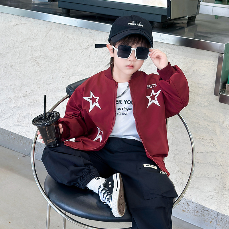 Boys' Jacket 2025 Spring and Autumn New Style Children's Baseball Jacket Cool Boy Cardigan Toddler Baby Jacket Top