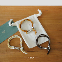 Erjing Store | Purely handmade original design buckskin rope coin modified buckle silver bead bracelet