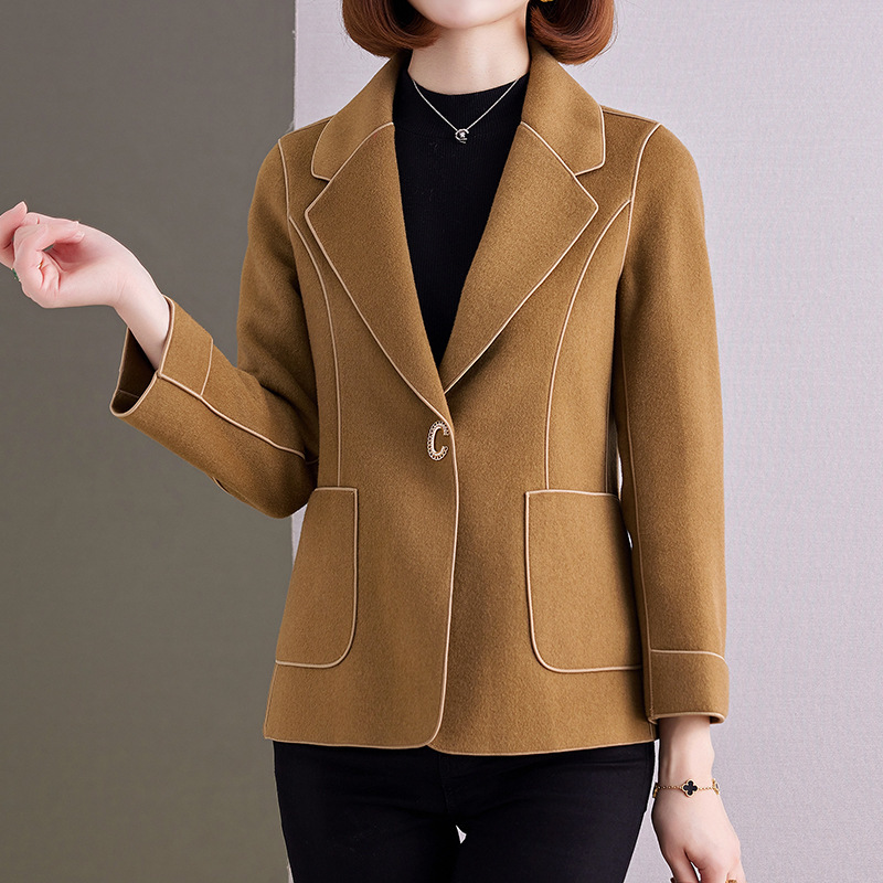 Double-Sided Cashmere Woolen Coat for Women, Short Style for Petite Figures, New Autumn/Winter 2023 High-End Woolen Coat