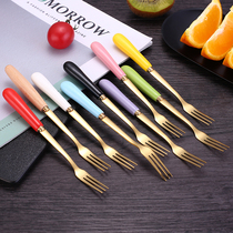 Ceramic fruit fork stainless steel set creative cute childrens European-style small luxury fork household fruit pick fruit plug