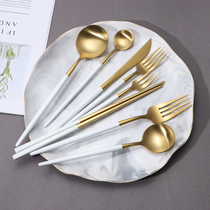 ins European 304 luxury stainless steel western tableware set home steak knife and fork spoon dessert knife and fork coffee spoon