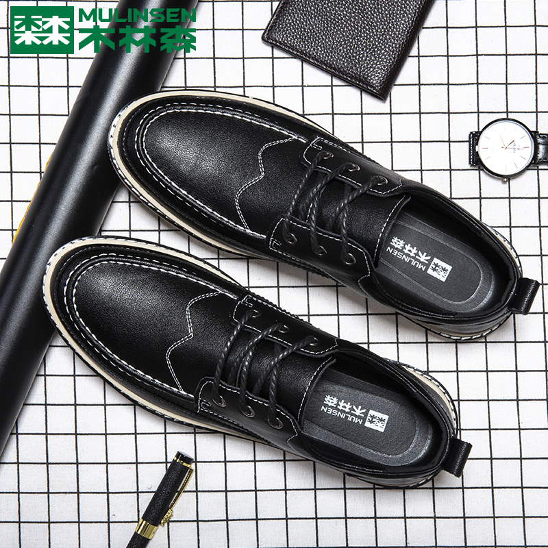 Wood Linsen Men's shoes 2022 Summer new leather shoes Men's Korean version Business Inren 100 lapped Korean version genuine leather casual shoes