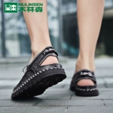 木林森 Босоножки, мужские летние тапочки в стиле Crocs, повседневная пляжная обувь, коллекция 2023 года, из натуральной кожи, мягкая подошва, закрытый носок