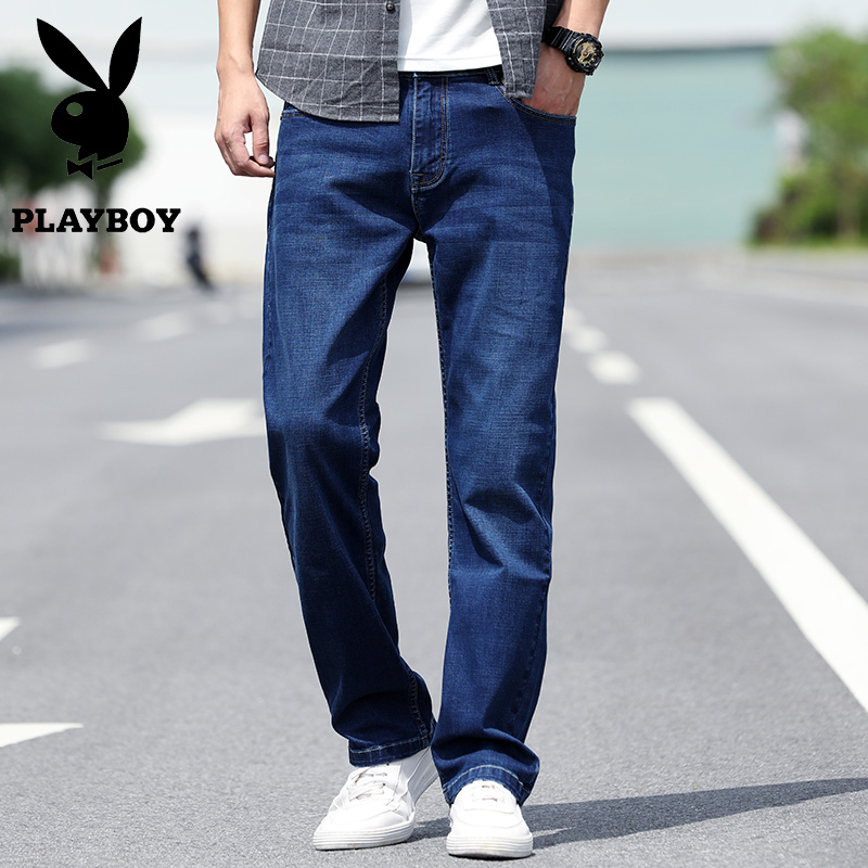 FlorPlayboy Jeans Men's Business Casual Pants Long Pants Loose Straight Drum Autumn Winter Plus Suede Thickened Pants Men's Pants