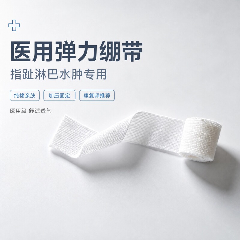 Medical-Grade Finger Lymphedema Elastic Compression Fixation Bandage, Pure Cotton Gauze, Breathable and Comfortable for Small Areas of Fingers and Toes