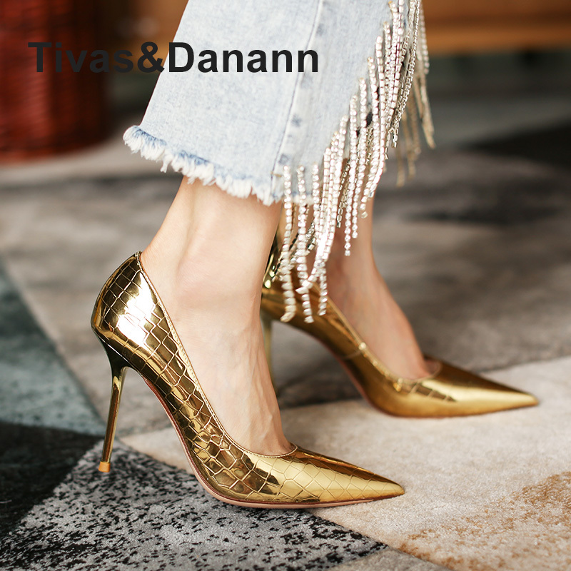 Light Luxury Fashion Shoes for Women 2026 Spring and Summer New Style Shallow Pointed Toe Stiletto Heels Socialite Gold High Heels