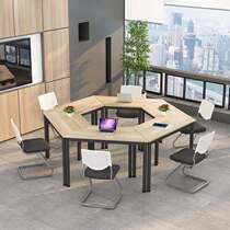 Hexagon desk science experimental table and chairs training classroom group activities table and chairs observation room splicing view table
