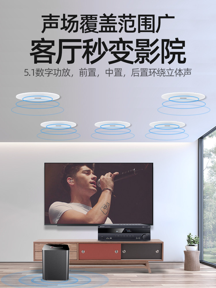 Shanshui T2 Ceiling-Mounted 5.1 Home Theater Audio Set Tv Bluetooth Home Living Room Ceiling Embedded Speakers